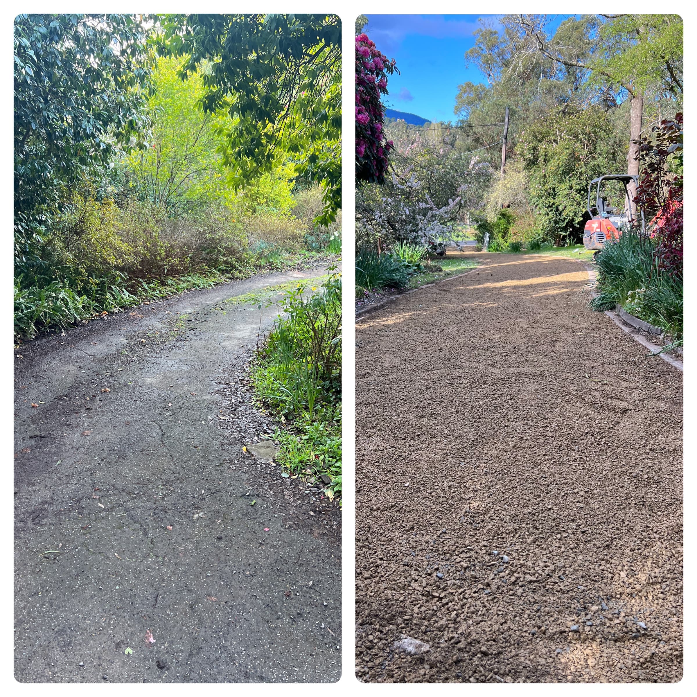 Driveway and path before and after resurfacing
